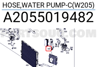 MERCEDES A2055019482 HOSE,WATER PUMP-C(W205)