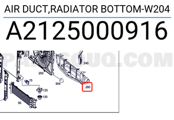 MERCEDES A2125000916 AIR DUCT,RADIATOR BOTTOM-W204