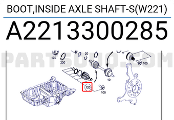 MERCEDES A2213300285 BOOT,INSIDE AXLE SHAFT-S(W221)