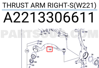 MERCEDES A2213306611 THRUST ARM RIGHT-S(W221)