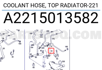 MERCEDES A2215013582 COOLANT HOSE, TOP RADIATOR-221