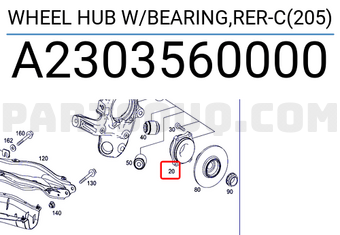 MERCEDES A2303560000 WHEEL HUB W/BEARING,RER-C(205)