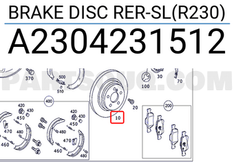 MERCEDES A2304231512 BRAKE DISC RER-SL(R230)