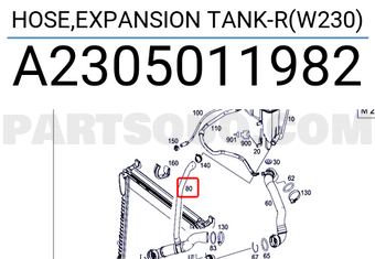 MERCEDES A2305011982 HOSE,EXPANSION TANK-R(W230)