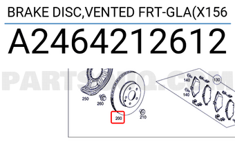 MERCEDES A2464212612 BRAKE DISC,VENTED FRT-GLA(X156