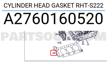 MERCEDES A2760160520 CYLINDER HEAD GASKET RHT-S222