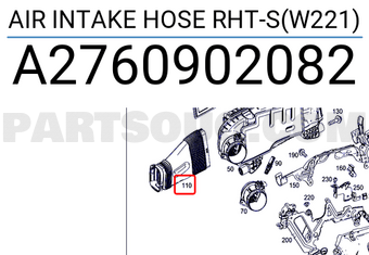 MERCEDES A2760902082 AIR INTAKE HOSE RHT-S(W221)