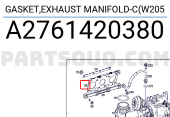 MERCEDES A2761420380 GASKET,EXHAUST MANIFOLD-C(W205