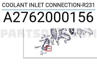 MERCEDES A2762000156 COOLANT INLET CONNECTION-R231