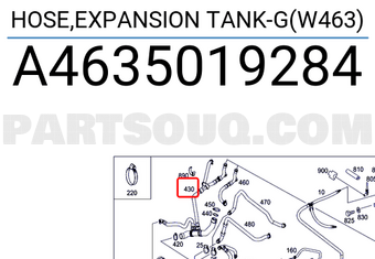 MERCEDES A4635019284 HOSE,EXPANSION TANK-G(W463)