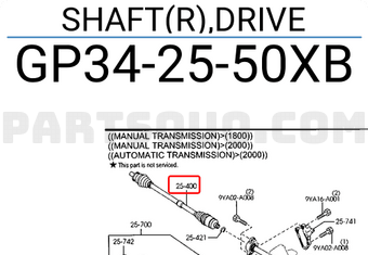 Mazda GP342550XB SHAFT(R),DRIVE
