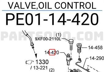 Mazda PE0114420 VALVE,OIL CONTROL