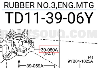 Mazda TD113906Y RUBBER NO.3,ENG.MTG