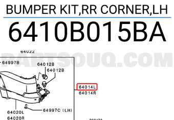 Mitsubishi 6410B015BA BUMPER KIT,RR CORNER,LH