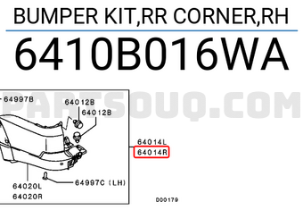 Mitsubishi 6410B016WA BUMPER KIT,RR CORNER,RH