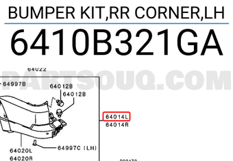 Mitsubishi 6410B321GA BUMPER KIT,RR CORNER,LH