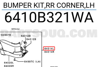 Mitsubishi 6410B321WA BUMPER KIT,RR CORNER,LH
