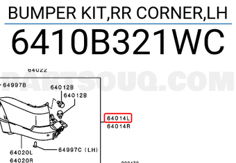 Mitsubishi 6410B321WC BUMPER KIT,RR CORNER,LH