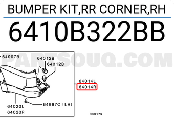 Mitsubishi 6410B322BB BUMPER KIT,RR CORNER,RH