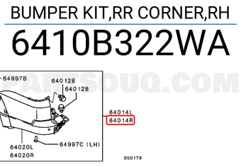 Mitsubishi 6410B322WA BUMPER KIT,RR CORNER,RH