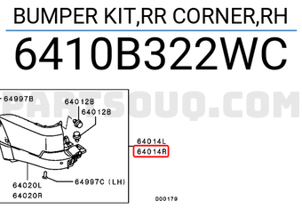 Mitsubishi 6410B322WC BUMPER KIT,RR CORNER,RH