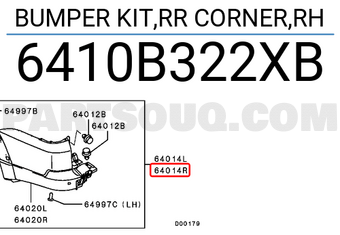 Mitsubishi 6410B322XB BUMPER KIT,RR CORNER,RH