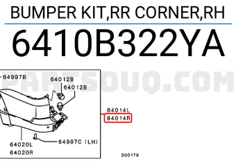 Mitsubishi 6410B322YA BUMPER KIT,RR CORNER,RH