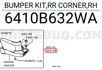 Mitsubishi 6410B632WA BUMPER KIT,RR CORNER,RH