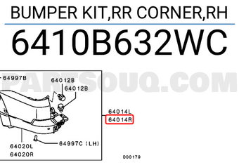Mitsubishi 6410B632WC BUMPER KIT,RR CORNER,RH