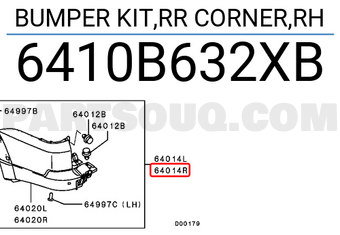 Mitsubishi 6410B632XB BUMPER KIT,RR CORNER,RH