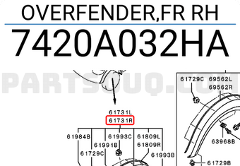Mitsubishi 7420A032HA OVERFENDER,FR RH