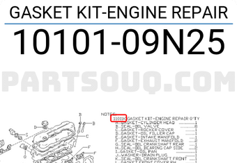 Nissan 1010109N25 GASKET KIT-ENGINE REPAIR