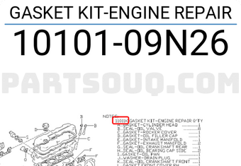 Nissan 1010109N26 GASKET KIT-ENGINE REPAIR