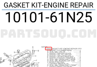 Nissan 1010161N25 GASKET KIT-ENGINE REPAIR