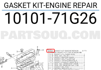 Nissan 1010171G26 GASKET KIT-ENGINE REPAIR
