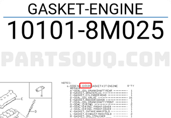 Nissan 101018M025 GASKET-ENGINE