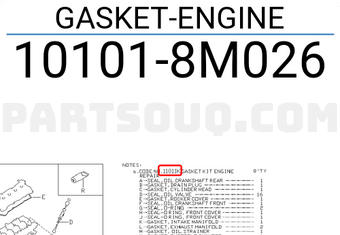 Nissan 101018M026 GASKET-ENGINE