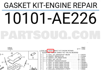 Nissan 10101AE226 GASKET KIT-ENGINE REPAIR