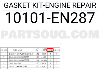 Nissan 10101EN287 GASKET KIT-ENGINE REPAIR
