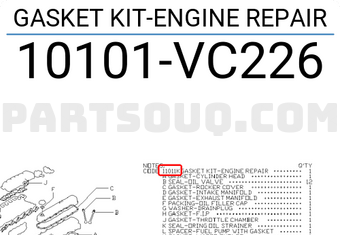 Nissan 10101VC226 GASKET KIT-ENGINE REPAIR