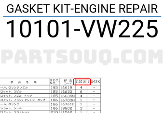 Nissan 10101VW225 GASKET KIT-ENGINE REPAIR