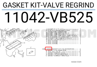 Nissan 11042VB525 GASKET KIT-VALVE REGRIND