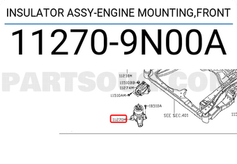 Nissan 112709N00A INSULATOR ASSY-ENGINE MOUNTING,FRONT