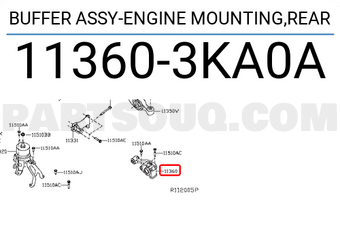 Nissan 113603KA0A BUFFER ASSY-ENGINE MOUNTING,REAR