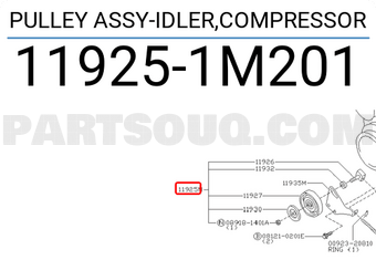 Nissan 119251M201 PULLEY ASSY-IDLER,COMPRESSOR