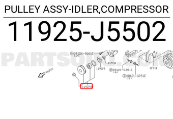 Nissan 11925J5502 PULLEY ASSY-IDLER,COMPRESSOR