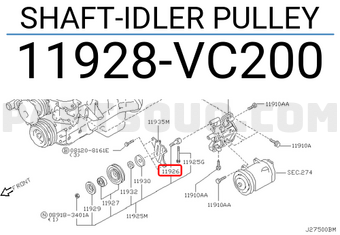 Nissan 11928VC200 SHAFT-IDLER PULLEY