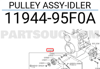Nissan 1194495F0A PULLEY ASSY-IDLER