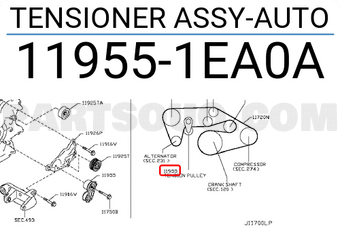 Nissan 119551EA0A TENSIONER ASSY-AUTO