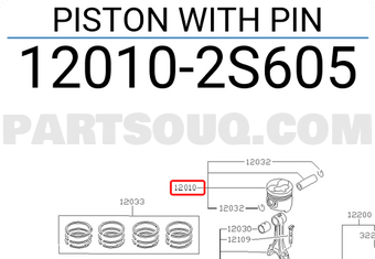 Nissan 120102S605 PISTON WITH PIN